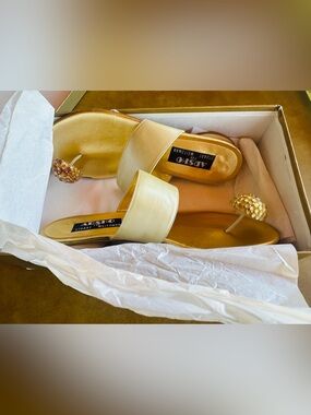 Vtg. Arsho for Stuart Weitzman Jeweled Thong Sandals. 8N